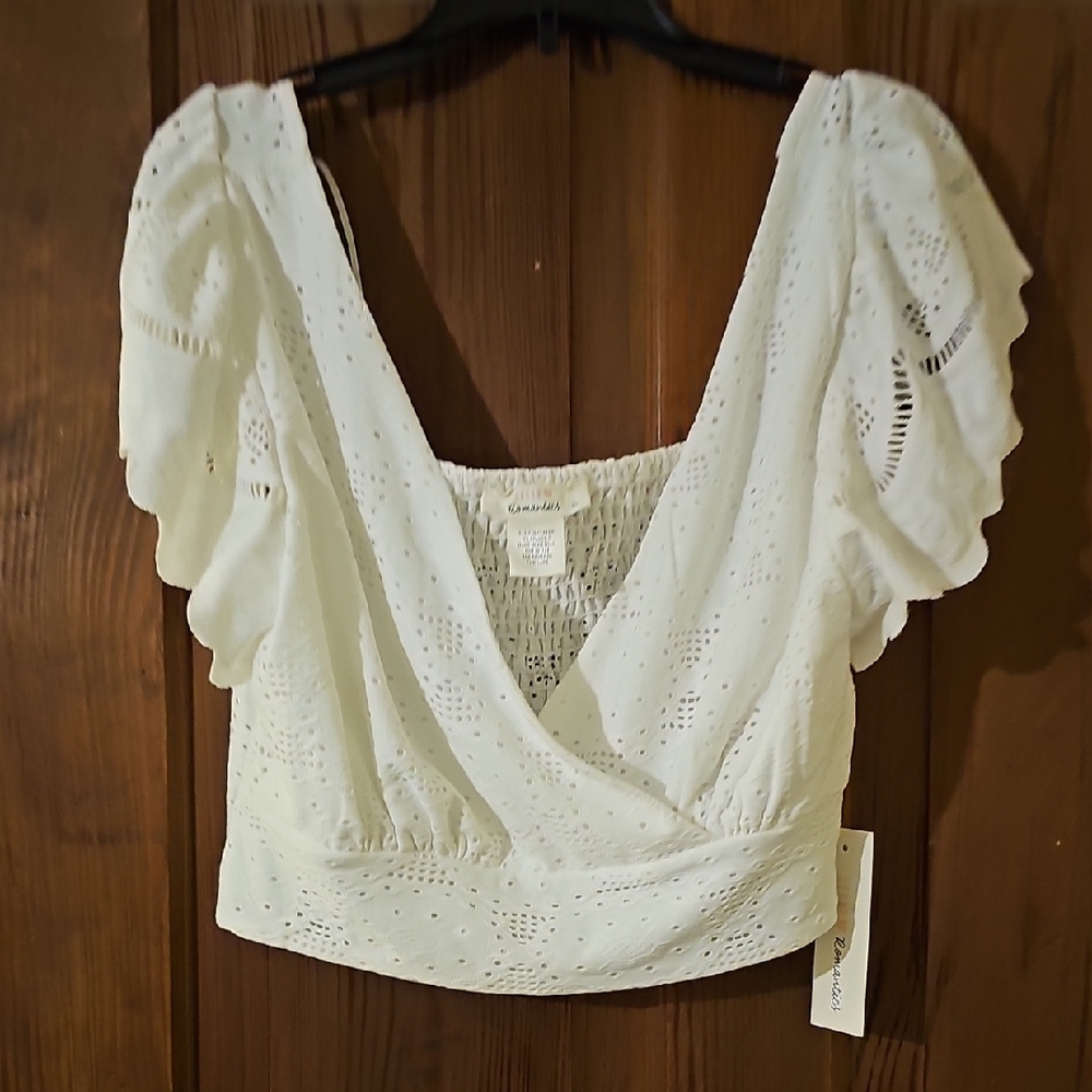 White Eyelet Crop Top